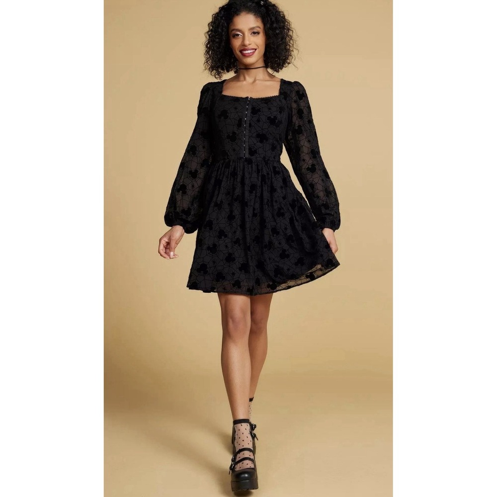 NEW! Disney Halloween Mickey Mouse Spider Web Smock Dress Her Universe SZ M